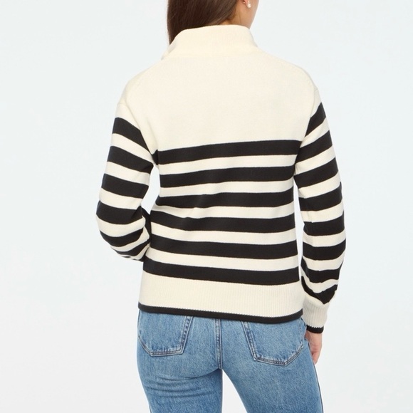 J. Crew Striped half-zip sweater with pearl zipper - Picture 2 of 10